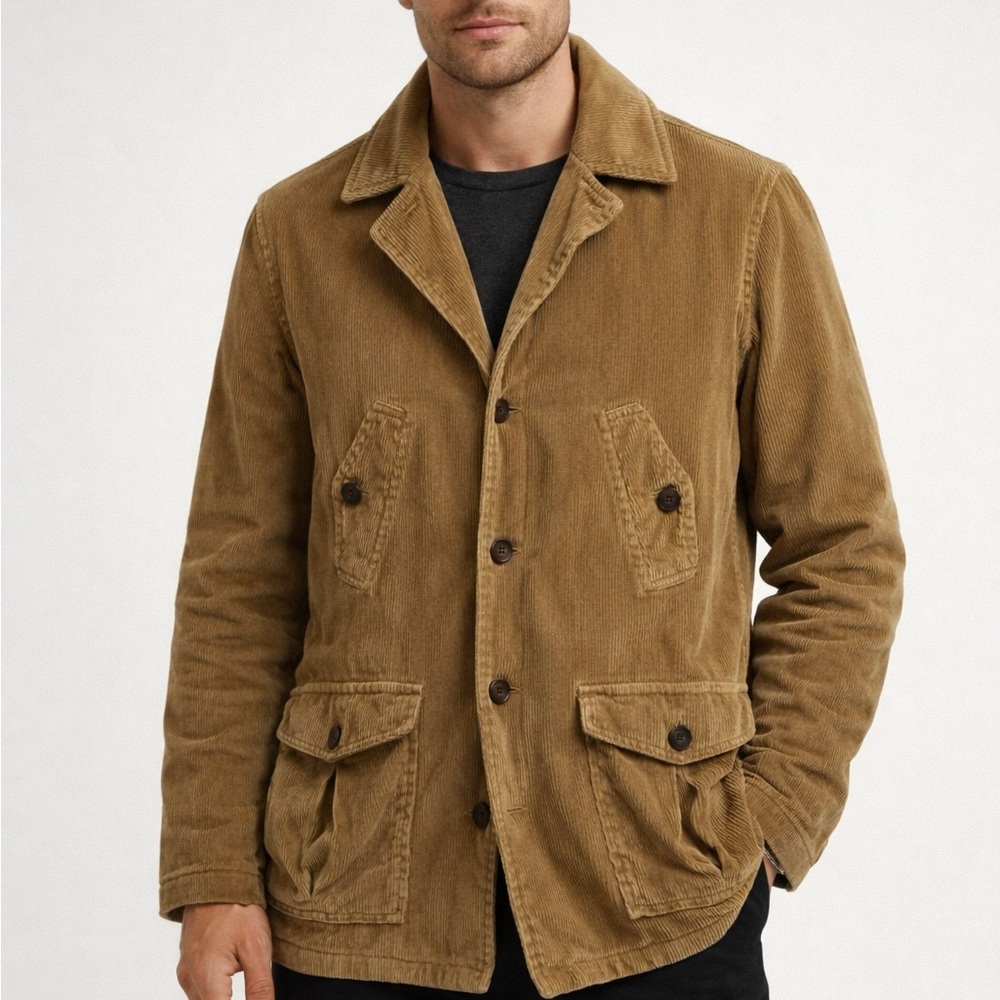 Vintage  Abercrombie & Fitch M Chore Coat‎ Jacket Fleece Lined Pockets Mustard